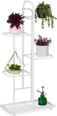 Productafbeelding van Famanu plantenrek, 5 etages - 96,5 x 44 x 22 cm - staal - wit