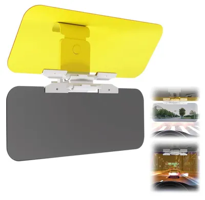 Immagine prodotto di Parasole per auto 2-in-1 con deflettore anti-abbagliamento, adatto per l'uso diurno e notturno | Regolabile | Protezione UV | ABS/Acrilico