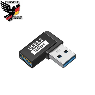 Produktbild von USB A Stecker auf USB A Buchse Adapter Winkelstecker 90° Winkeladapter USB Kupplung Verbinder Konverter Ladeadapter für Handy PC Laptop MacBook Mac