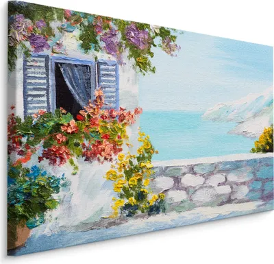 Produktbild von Fabelhafte Canvas LEINWAND BILDER 120x80 cm XXL Kunstdruck Meer Blumen Landschaft