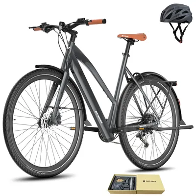Produktbild von E-Bike für Damen und Herren 28 Zoll Pedelec mit 9 Gang Rostfreie Aluminiumlegierung 36V 250 W bis zu 100 km IPX4, Grau