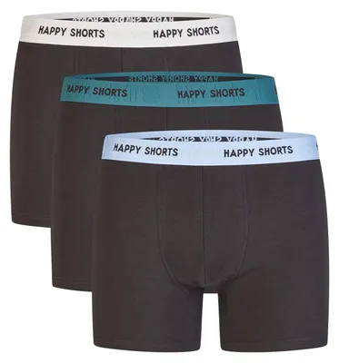Produktbild von Happy Shorts Herren Boxer Jersey 3-Pack  schwarz - Größe M