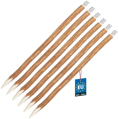 Produktbild von KOTARBAU® 6er Set Holzpfosten für Staketenzaun 120cm Zaunpfosten Rundholz ⌀ 7 cm Holzpfähle für Zaun Stecken + Krampen Pfosten Haselnuss Angespitzt