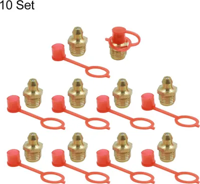 Image de Graisseur Droit M10x1 Raccords Graisseur Laiton avec Bouchon Anti-poussière 10set