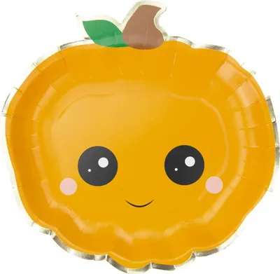 Produktbild von Kürbis-Teller Halloween-Partydeko 8 Stück orange-schwarz 23 cm - Einheitsgröße