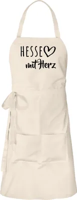 Produktbild von Huuraa Schürze Hesse mit Herz Natur mit Taschen Baumwolle Kochschürze Geschenkidee