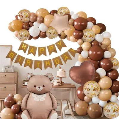 Image de Décoration d'anniversaire sur le thème des ours, comprenant 107 pièces