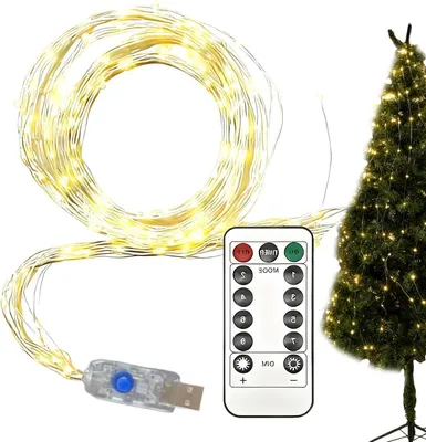 Obrázek produktu pro Osvětlení vánočního stromku – Atmosférické osvětlení – Vánoční dekorace – S dálkovým ovládáním – 100 cm – Teplá bílá