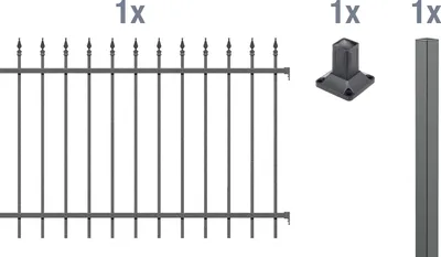 Produktbild von Alberts Zierzaun - Anbauset Chaussee, Höhe 100 cm, Länge 2 m, anthrazit, zum Aufschrauben