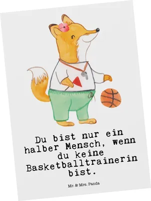 Produktbild von Mr. & Mrs. Panda Fotokarte Basketballtrainerin Herz - Weiß - Geschenk, Verein, Grußkarte, Sport, Basketball, Basketballcoach, Ansichtskarte, Postkarten, Ansichtskarten