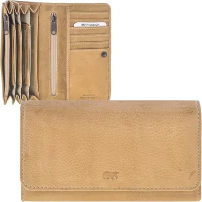 Produktbild von Bear Design Portemonnaie Damen Geldbörse Leder 12 Kartenfächer Geldbeutel 17x9cm CL9918-balticbeige