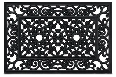 Image de Tapis d'entrée en caoutchouc Relaxdays, paillassonReproductioné, 60 x 40 cm, tapis pour l'intérieur et l'extérieur, paillasson antidérapant, noir