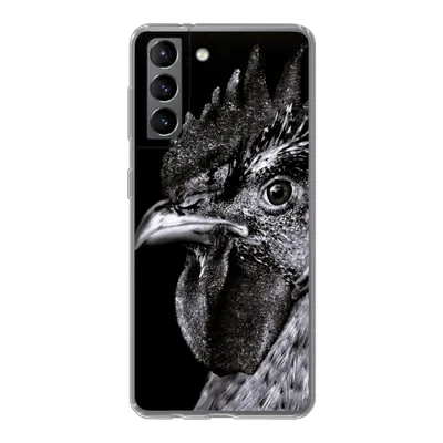 Produktbild von MuchoWow® Handyhülle Schutzhülle Hülle für Samsung Galaxy S21 Hahn - Vogel - Schwarz - Weiß Silikon Softcase Handy Hülle - Softcase