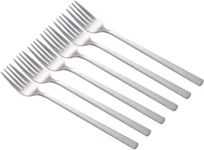 Produktbild von Tischgabeln aus Edelstahl, koreanische Dessertgabeln mit langem Griff, 21 cm, 6 Stück