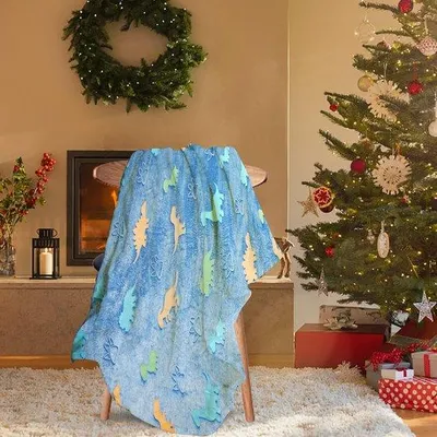 Produktbild von Decke mit Dinosaurier-Motiv, Kuscheldecke für Kinder, flauschige Fleece-Decke, Dinosaurier, Dino-Geschenke für Jungen und Mädchen (Dinosaurier, 150 x 200 cm)