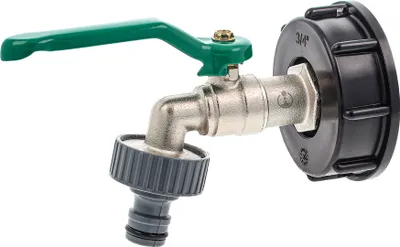 Produktbild von tecuro Kugelauslaufventil mit Steckkupplung und IBC Adapter Grobgewinde S60 x 6