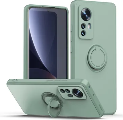 Produktbild von Xiaomi 12 Pro Handyhülle, Ring Halter Ständer Kratzfeste Weiche Silikon schutzhülle für Xiaomi 12 Pro hellgrün