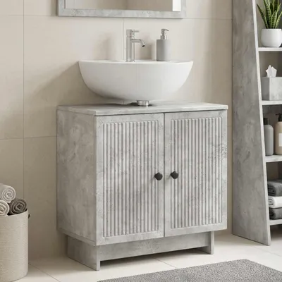 Imagen del producto de Maison Exclusive - Mueble para lavabo en color gris cemento, 59,5 x 31,5 x 59 cm