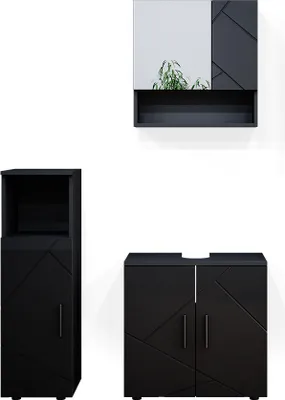 Produktbild von Badmöbel-Set Vicco Irma Anthrazit Hochglanz 3 Teile, Model 36805