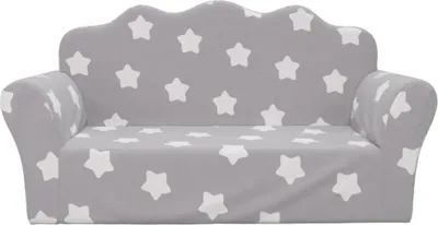 Image de vidaXL Canapé pour enfants 2 places gris clair avec étoiles Peluche douce