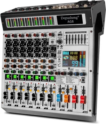 Produktbild von DJ-Mischpult - Mischpult-Bedienfeld - Mischtafel - Audio-Mischpult - Soundmixer - 8-Kanalig - USB & Bluetooth