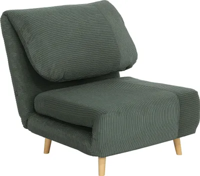 Zdjęcie produktu dla HOMCOM 2 w 1 rozkładana sofa z funkcją spania, regulowane oparcie, łóżko gościnne do 200 kg, fotel relaksacyjny w kolorze sztruksu, składany fotel do salonu, sypialni, 82 x 89 x 83 cm, kolor zielony
