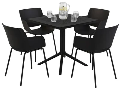Zdjęcie produktu dla Zestaw mebli ogrodowych Lirra składający się z 4 krzeseł | Kolor: czarny | Wymiary: 196x80x80 cm