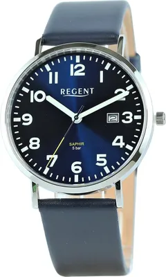 Produktbild von Regent Leder Herren Uhr Armbanduhr Quarz blau Lederarmband D2UR1114076