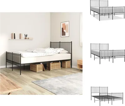 Produktbild von vidaXL Bettgestell mit Kopf- und Fußteil Metall Schwarz 140x200 cm -  Betten & Bettgestelle