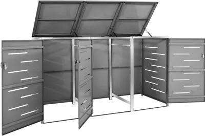 Produktbild von "2026 Modern"Mülltonnenboxen - Anthrazit Mülltonnenbox für 3 Tonnen 207x77,5x115cm Edelstahl Promotion8628700