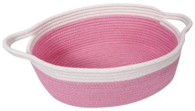Produktbild von Osterkorb für Kinder, leerer Geschenkkorb, geflochtener Korb mit Henkel (zur Aufbewahrung), Spielzeugkorb, 30 x 20 x 12 cm, rosa