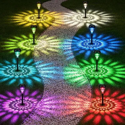 Produktbild von Solar Gartenbeleuchtung 8 Stück, RGB und warmweiß, IP65, für Garten