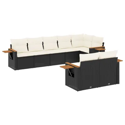 Produktbild von 8-tlg. Garten-Sofagarnitur mit Kissen Schwarz Poly Rattan