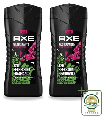 Produktbild von 2 x Axe 3-in-1 Duschgel Wild Bergamot & Pink Pepper - 250 ml - Vorratspackung - 2 Stücke