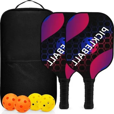 Immagine prodotto di Racchette da pickleball in fibra di vetro - Set da 2/4 racchette - Per uso esterno e interno - Con borsa da trasporto e palline da pickleball