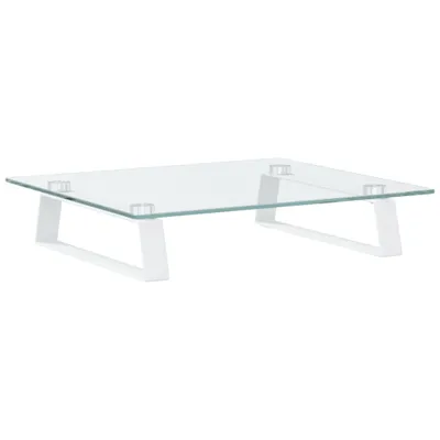 Obrázok produktu pre vidaXL Stojan na monitor biely 40x35x8 cm z tvrdeného skla a kovu