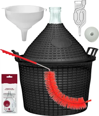 Produktbild von 10L WEINSET GLASBALLON GÄRBALLON WEINBALLON TRICHTER Ballonbürste Gärröhrchen