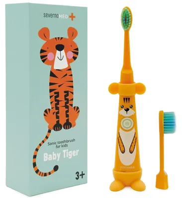 Image de BABY TIGER brosse à dents électrique sonique pour enfants de 3 à 12 ans + 2 embouts