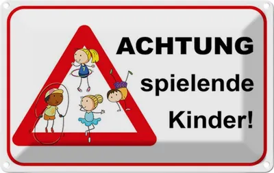 Produktbild von vianmo Blechschild 12x18 cm Achtung spielende Kinder Warnschild Hinweisschild Sicherheit Vorsicht