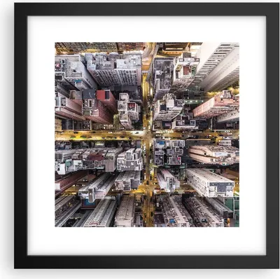 Produktbild von Gerahmtes Poster - Schwarzer Rahmen - Metropole Luftaufnahmen Straße - 30x30 cm - Wand Bild - Wanddeko - Wandbilder - Kunstposter - Wandposter - Bilderrahmen - Bilder - Kunstdruck - P2BAC30x30-4507