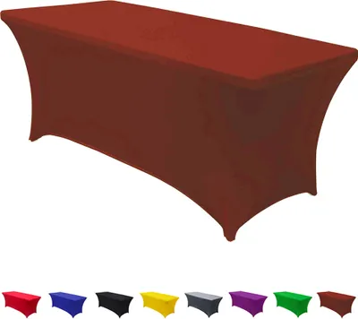 Produktbild von 183 x 74 x 76 cm Braun Fitted Polyester Tischdecke Rechteckige Stretch Tischdecke Bankett Party Show