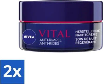 Produktbild von NIVEA – Nachtcreme – VITAL Anti-Falten Repair – Für reife Haut – Mit Vitamin F, Nachtkerzenöl & Calcium – 50 ml - Vorteilspack - 2 Stücke