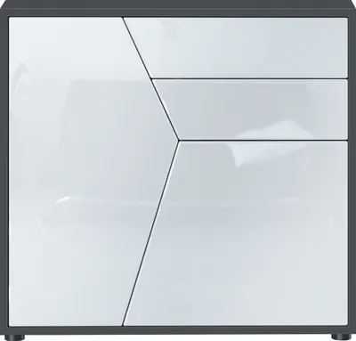 Produktbild von Vladon Sideboard Benny,  Germany, Kommode mit 2 Türen und 2 Schubladen, Schwarz matt/Weiß Hochglanz (79 x 74 x 36 cm)