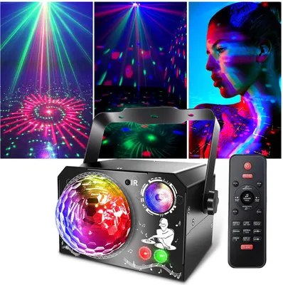 Produktbild von 4-in-1 Discokugel mit 65 Mustern – Musiksteuerung, 2 m USB-Kabel, für Partys, Clubs & Hochzeiten