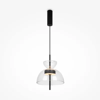 Produktbild von LED Hängeleuchte Metall Glas H: max. 348 cm Schwarz warmweißes Licht 3000 K 1200 lm Modern Hängelampe