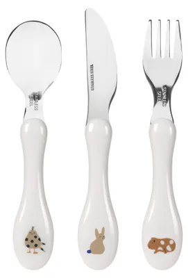 Produktbild von LÄSSIG Kinderbesteck Set 3-teilig Löffel Gabel Messer Edelstahl Kunststoffgriff/