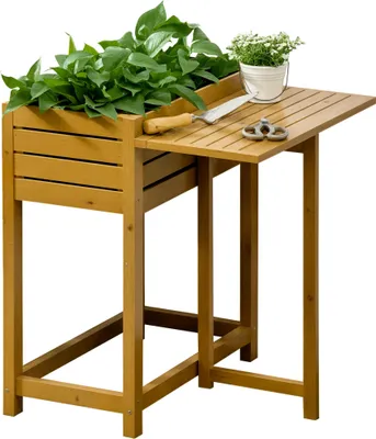 Produktbild von Outsunny Hochbeet Blumenkasten Kräuterbeet mit klappbarer Tischplatte für Garten