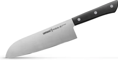 Image de Samura HARAKIRI 7-inch Santoku Knife - Lame de cuisine en acier japonais de première qualité, design noir élégant pour une coupe de précision et l'excellence culinaire