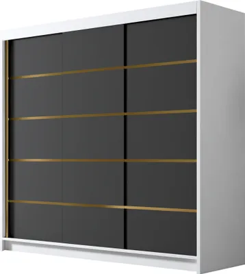 Produktbild von MIRJAN24 Schiebetürenschrank Evo VII, Kleiderschrank mit Kleiderstange, mit drei Schwebetüren, Garderobe (Farbe: Weiß / Schwarz)