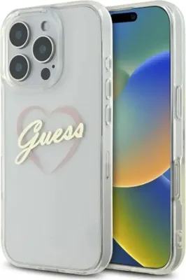 Obrázek produktu pro Guess GUHCP16XHCHGSPT Pevné pouzdro na Apple iPhone 16 Pro Max IML Heart transparentní